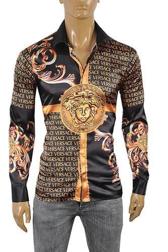 versace satin hemd|Men's Luxury and Designer Shirts .